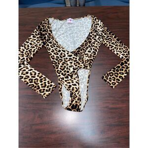 NWOT Buddy Love Leopard Print Linda Surplice Bodysuit